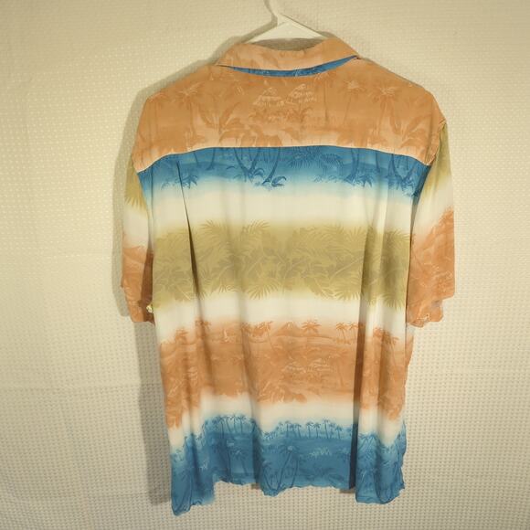 Campia Men’s XL Hawaiian Shirt Rayon Short Sleeve Gradient Palm Tree Casual - Picture 4 of 4